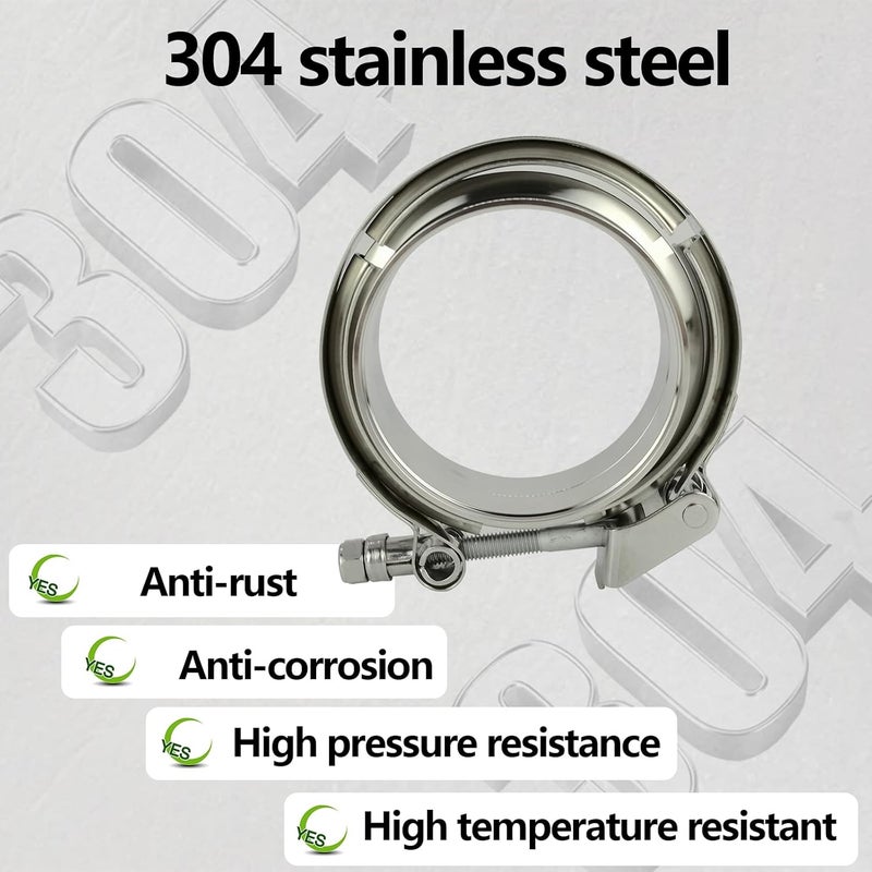 GaeaAuto 2 X 3.5 inch Quick Release V Band Clamp with Male Female Flanges 304 Stainless Steel for Exhaust Downpipes, 2 Pack - Image 3